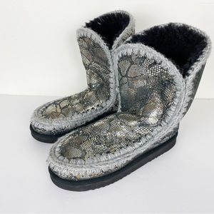 Mou Eskimo Ankle Boots Metallic Snakeskin